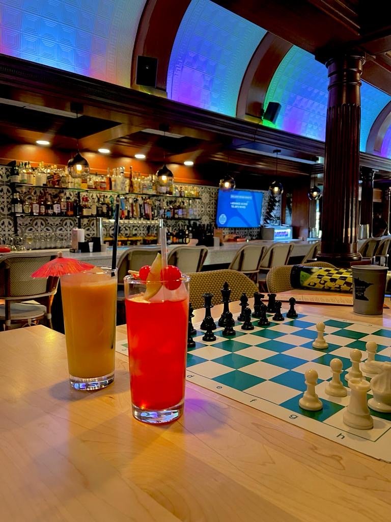 a group of people sitting at a table