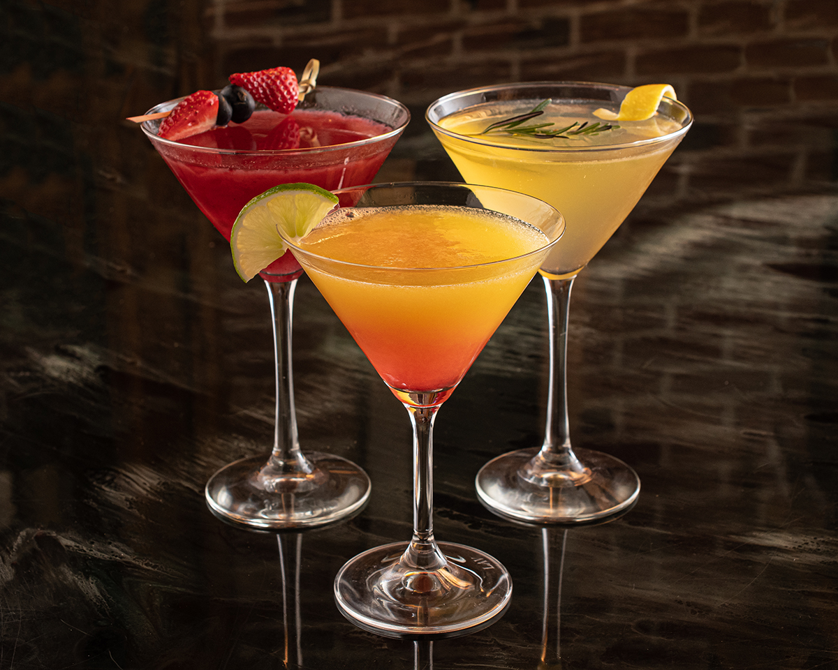 three martinis on a table