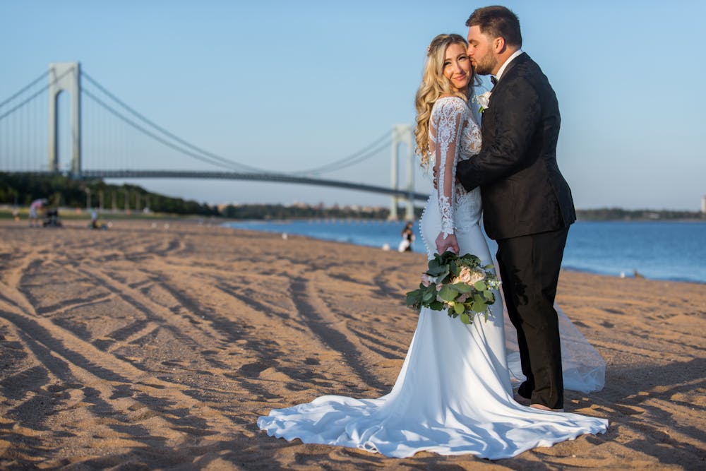 a couple posing for the camera