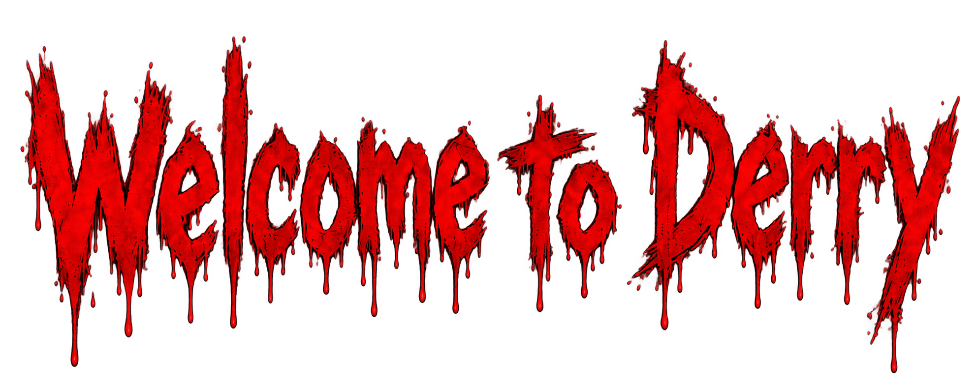 red text with dripping red paint