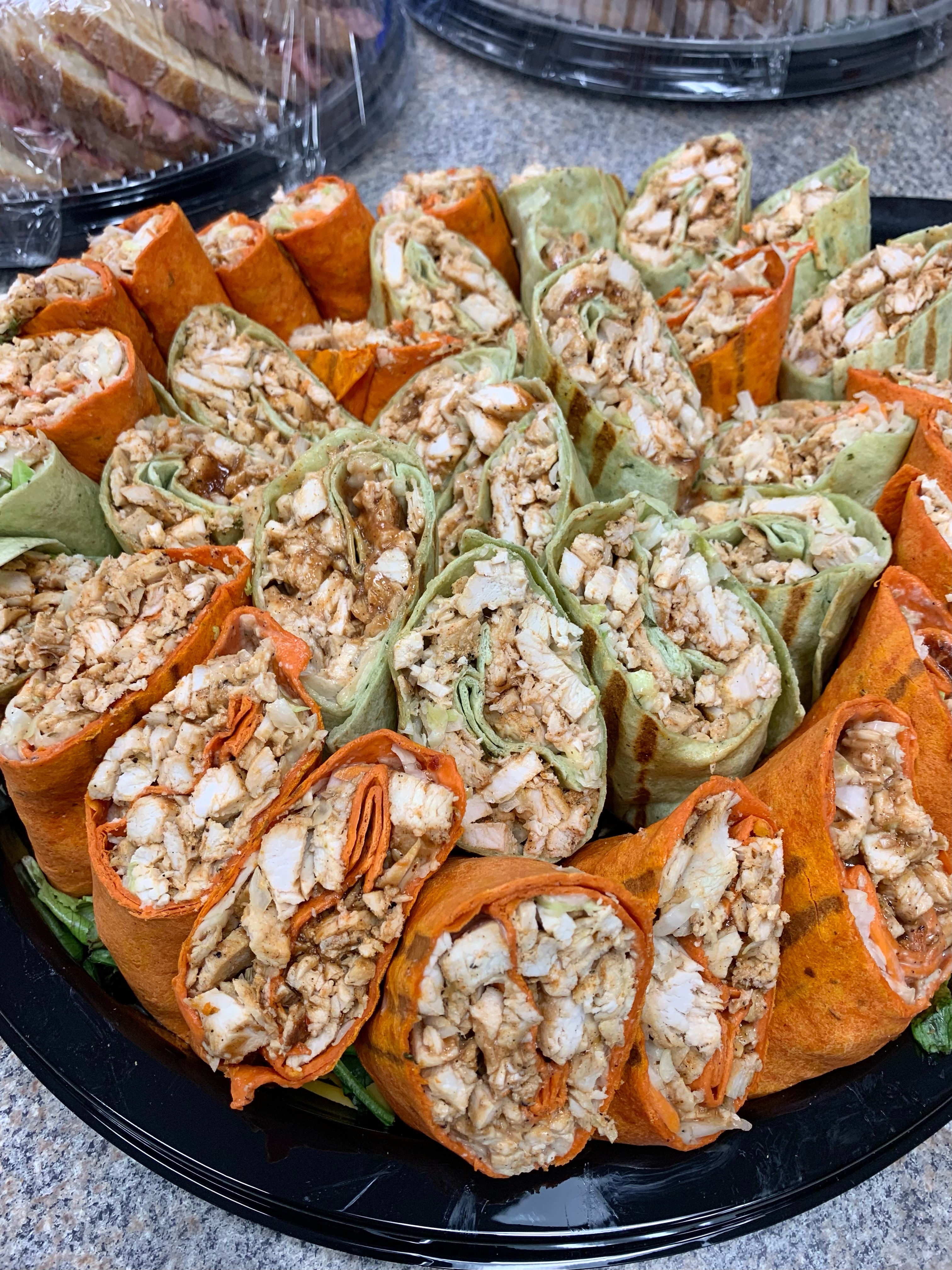 a dish is filled with food