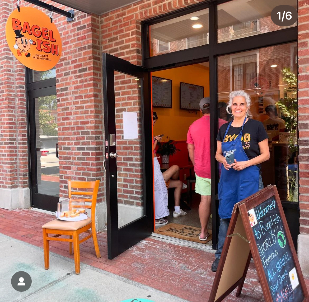 Women in Front of Bagel-ish