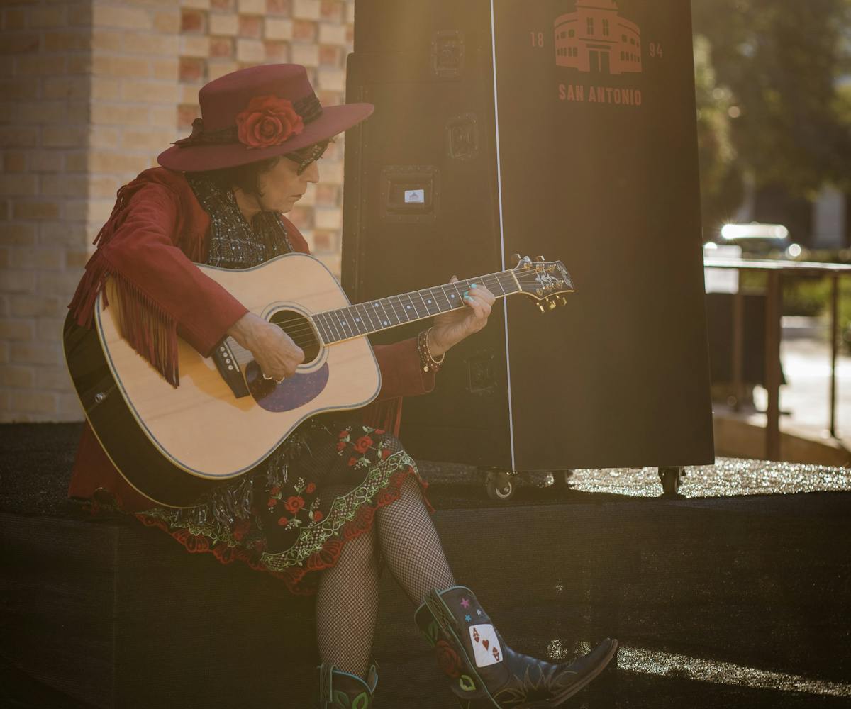 a person holding a microphone