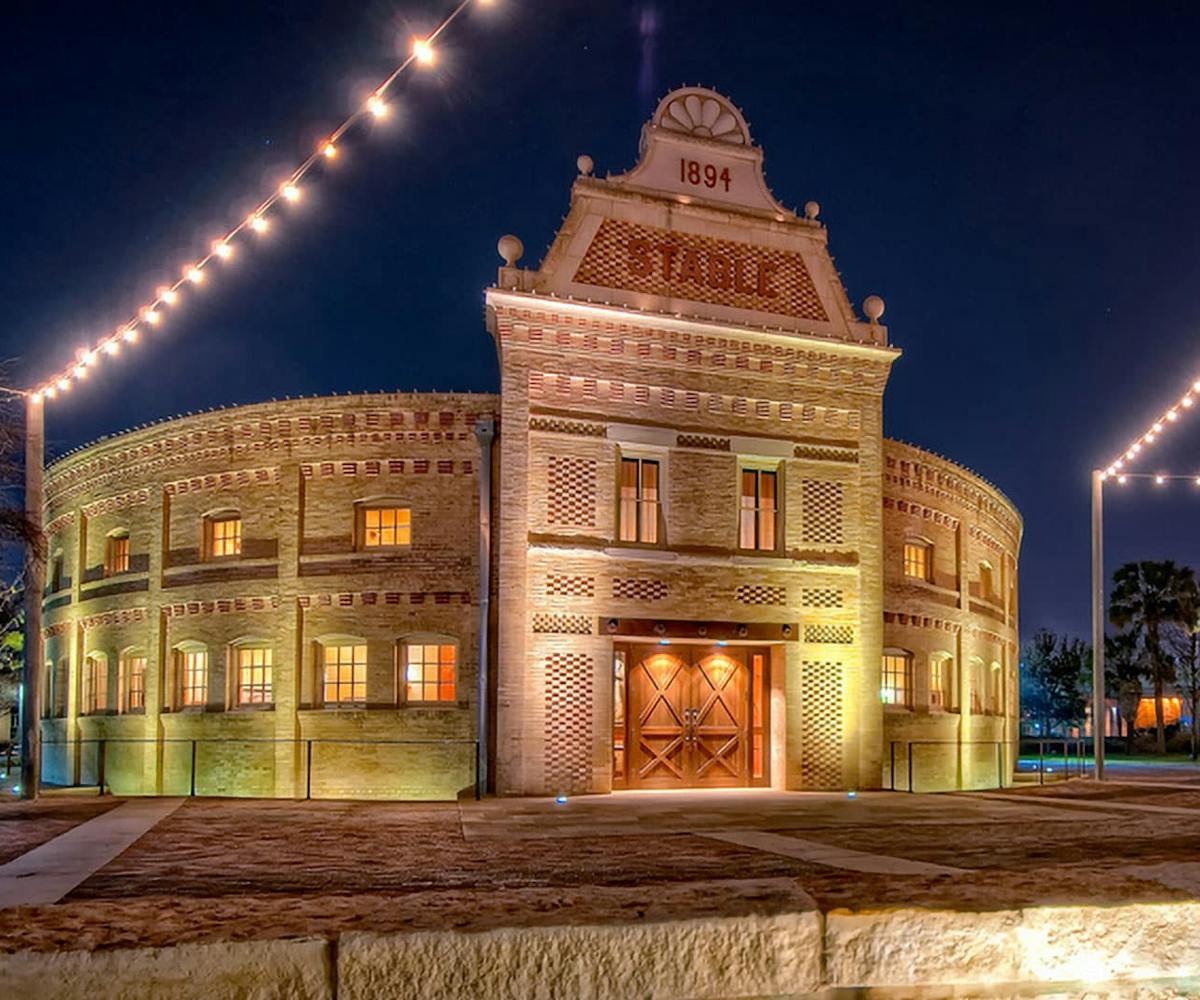 a large building in the background