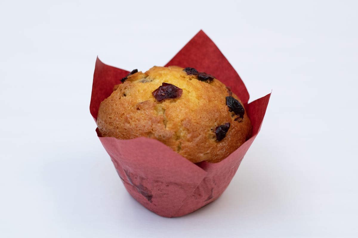 a muffin with raisins