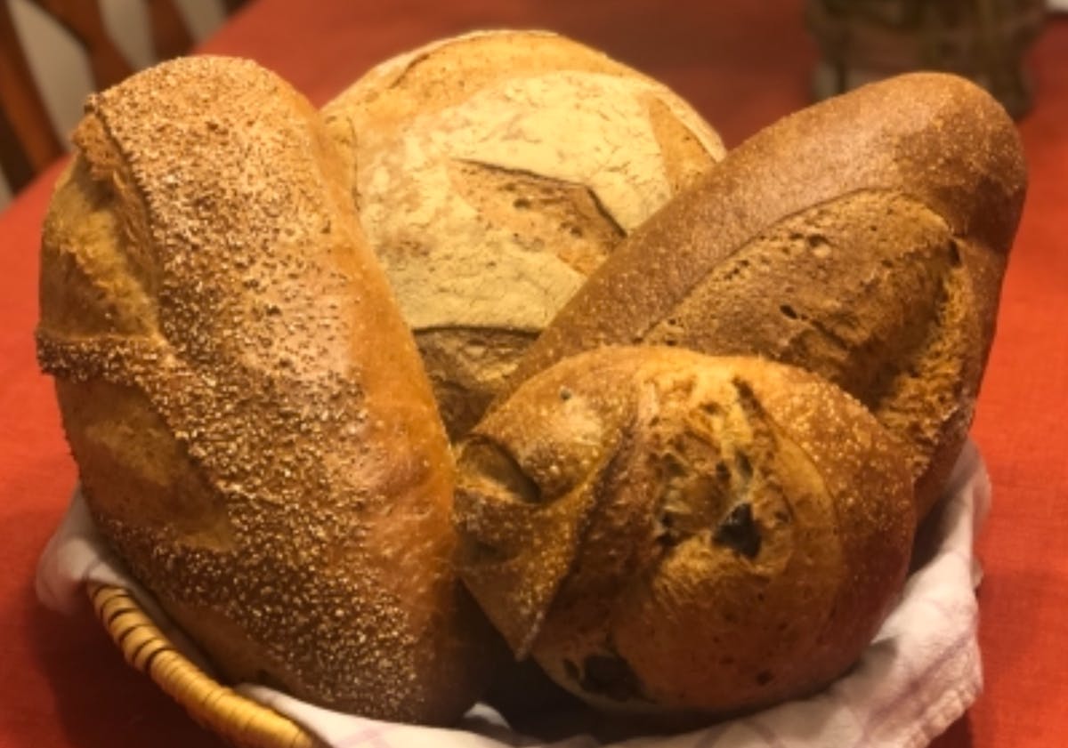 a close up of a piece of bread