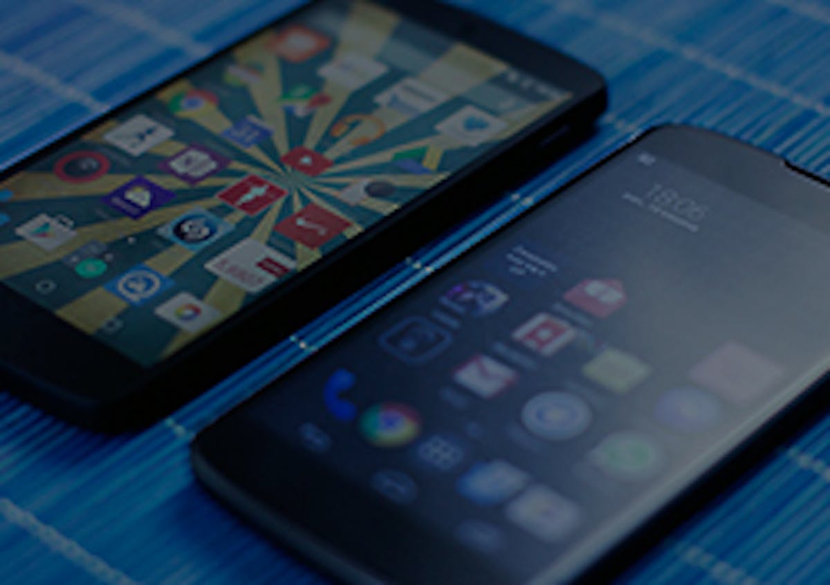 a close up of smartphones