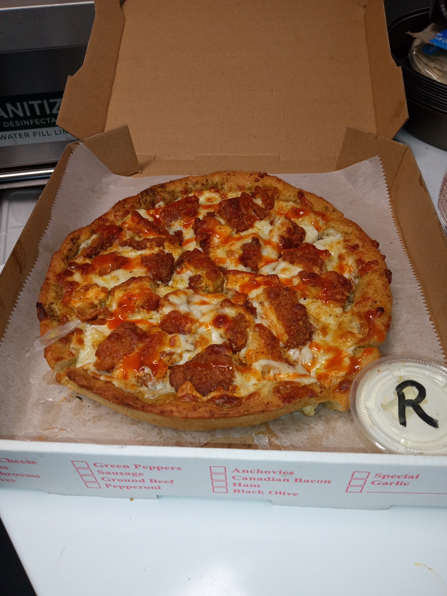 a close up of a pizza