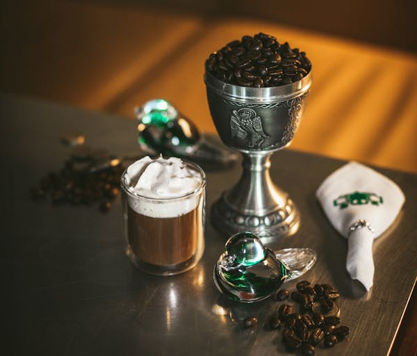 a cup of coffee on a table