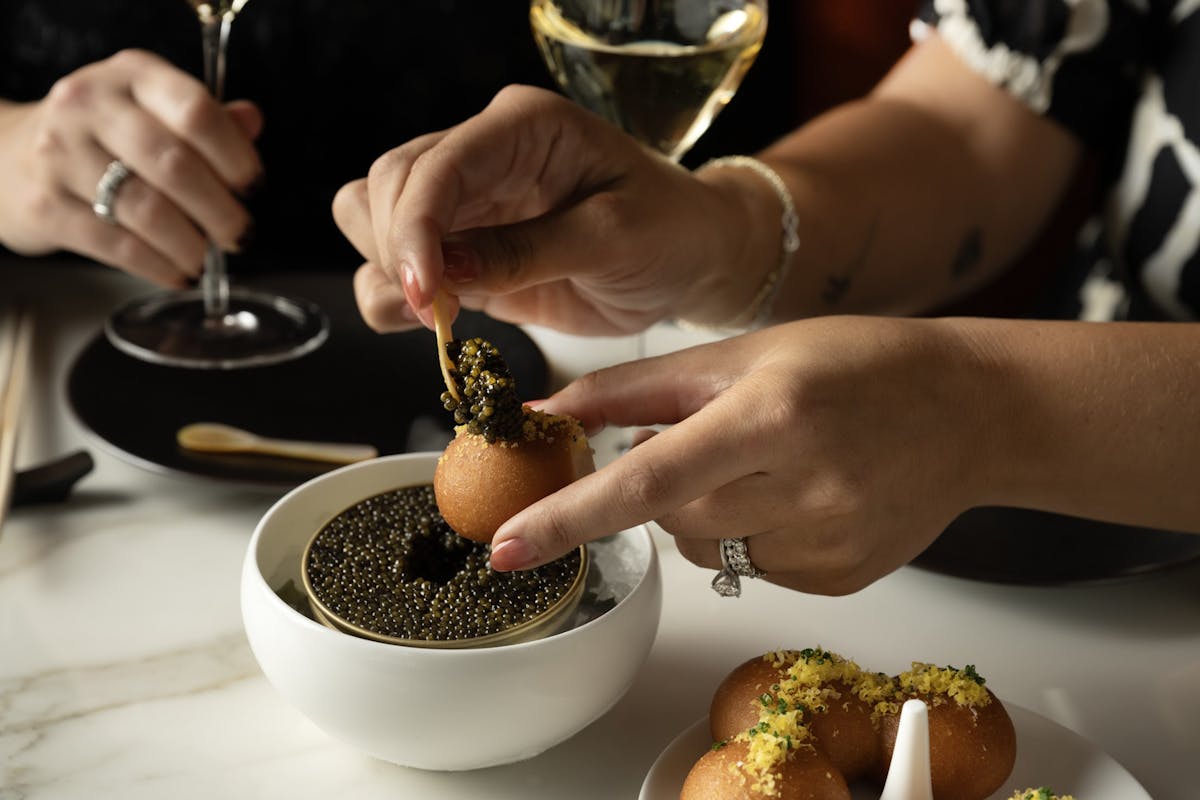 caviar service at Bazaar Bar