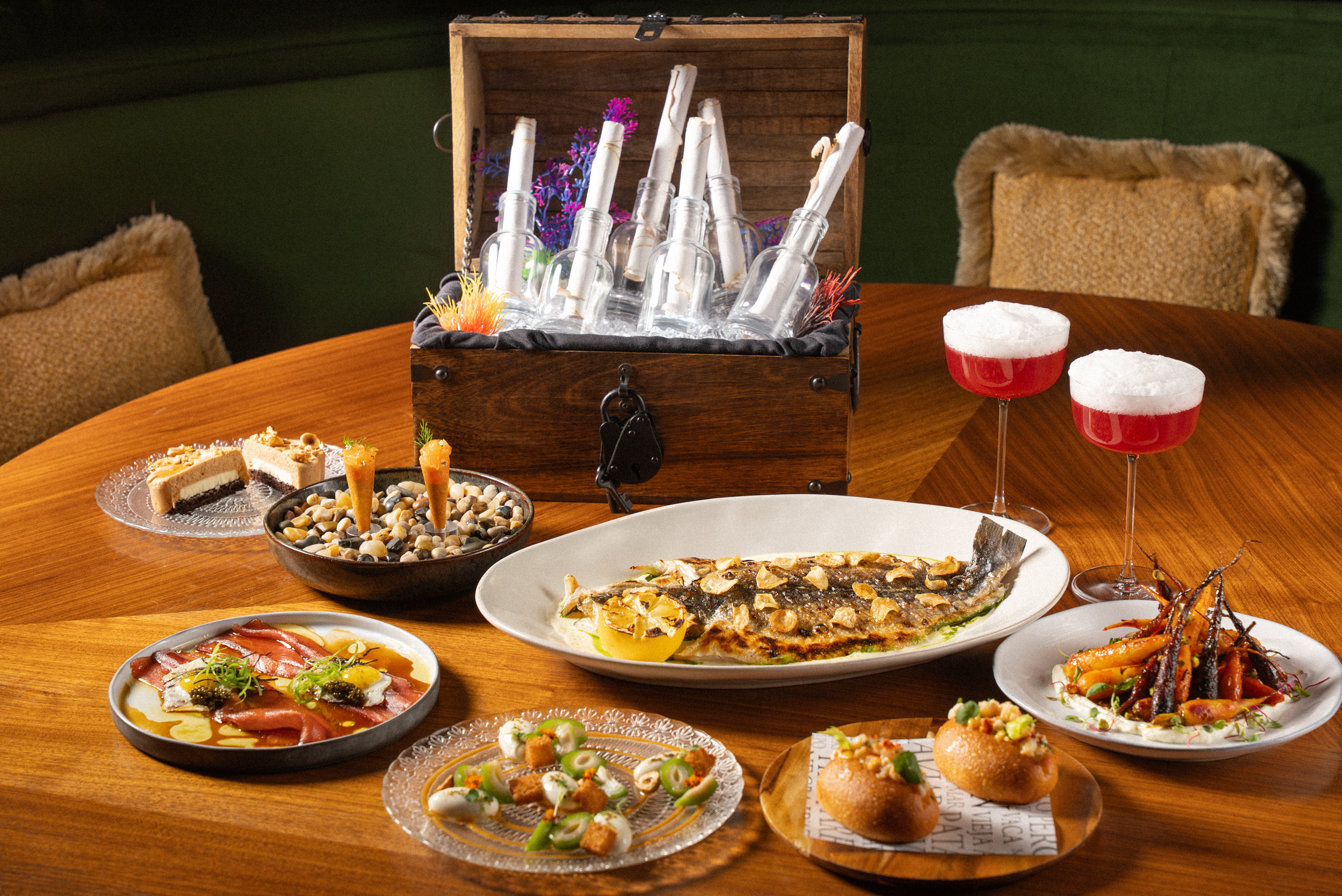 a table topped with plates of food on a plate