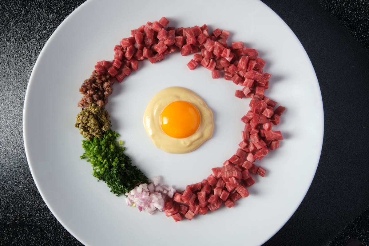 a plate of classic steak tartare