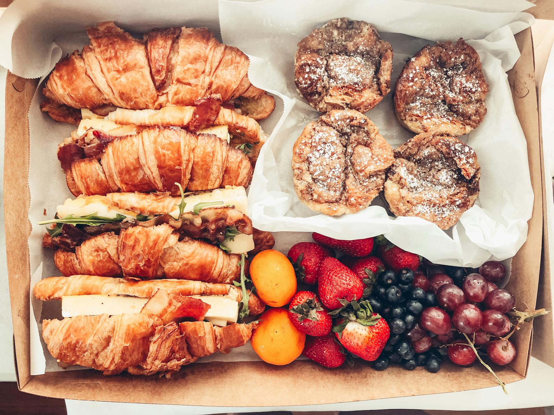 a bunch of different types of food