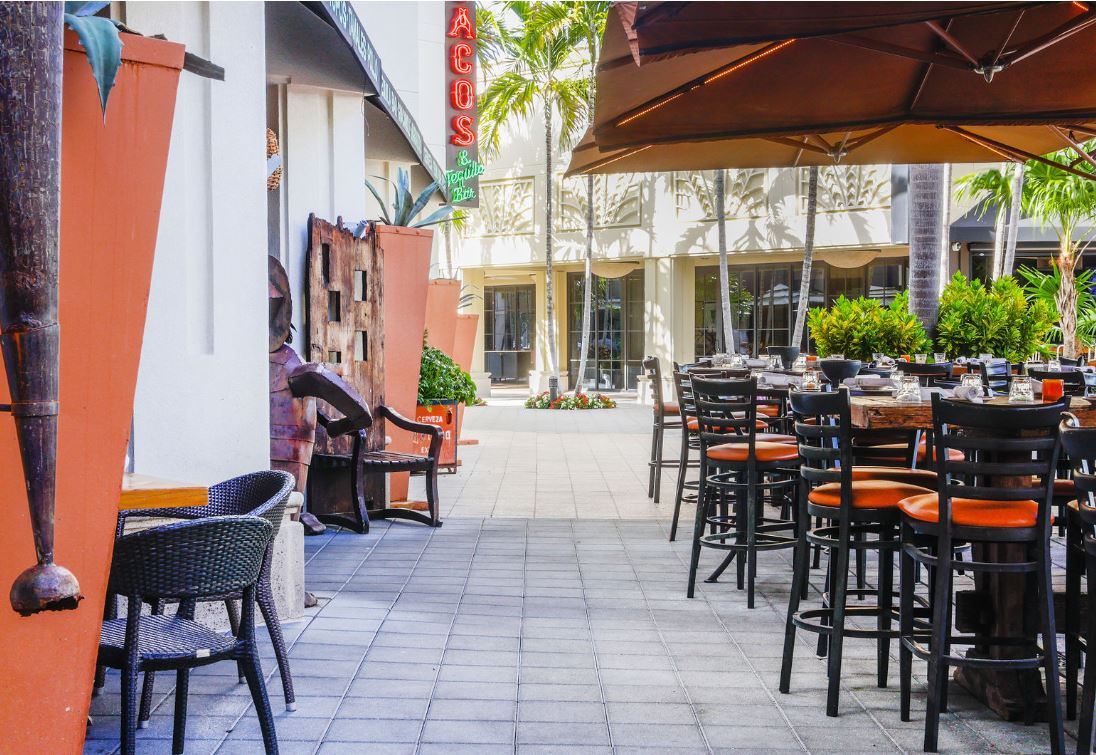 a bench in front of a building