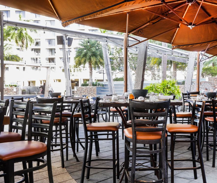 a dining table in a restaurant