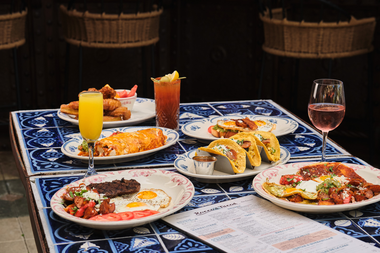 Bottomless Mimosas and authentic Mexican brunch spread at Rocco's Tacos Huntington Station NY