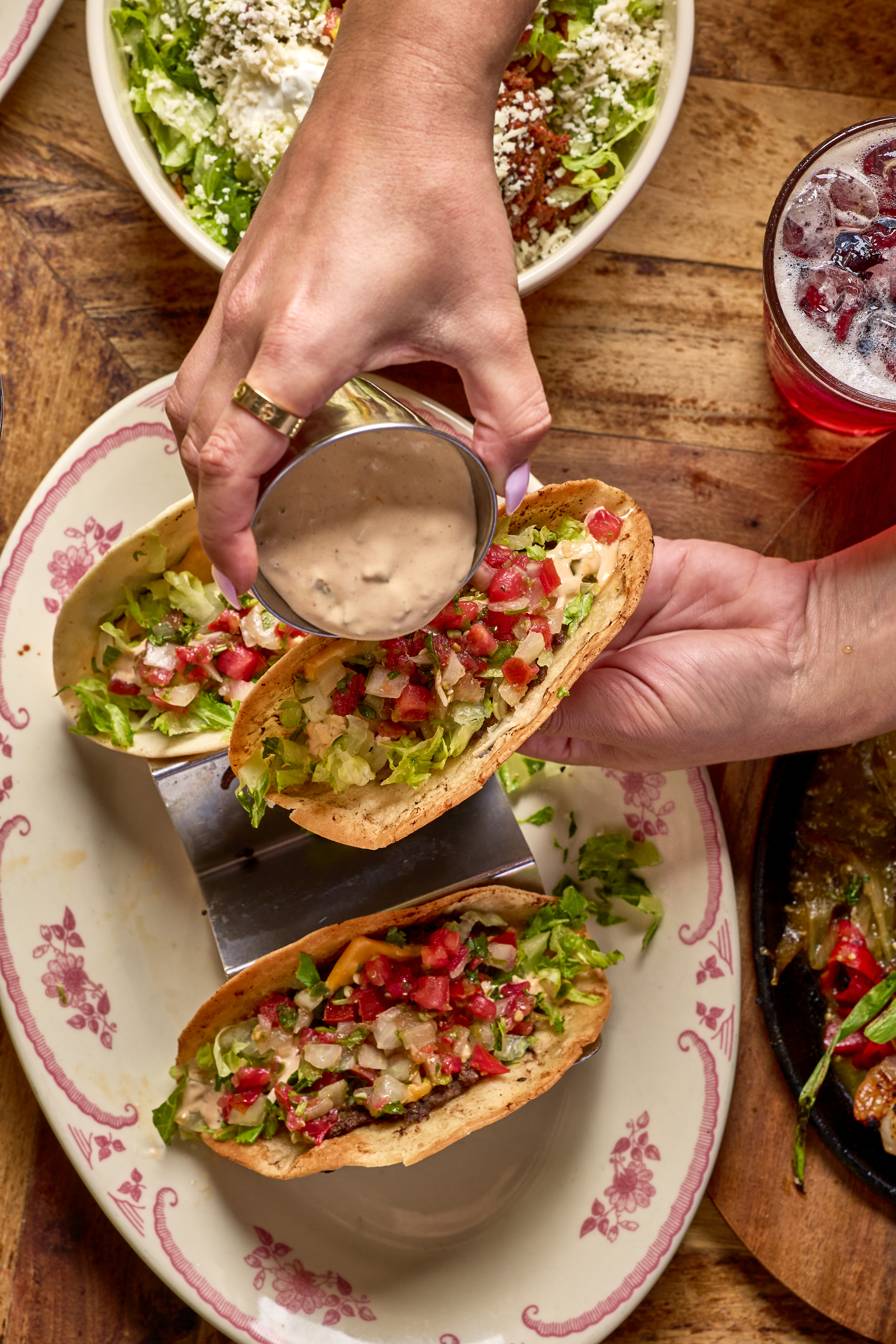 Rocco's Tacos Smash Burger Taco with Chipotle Smash Sauce and American cheese