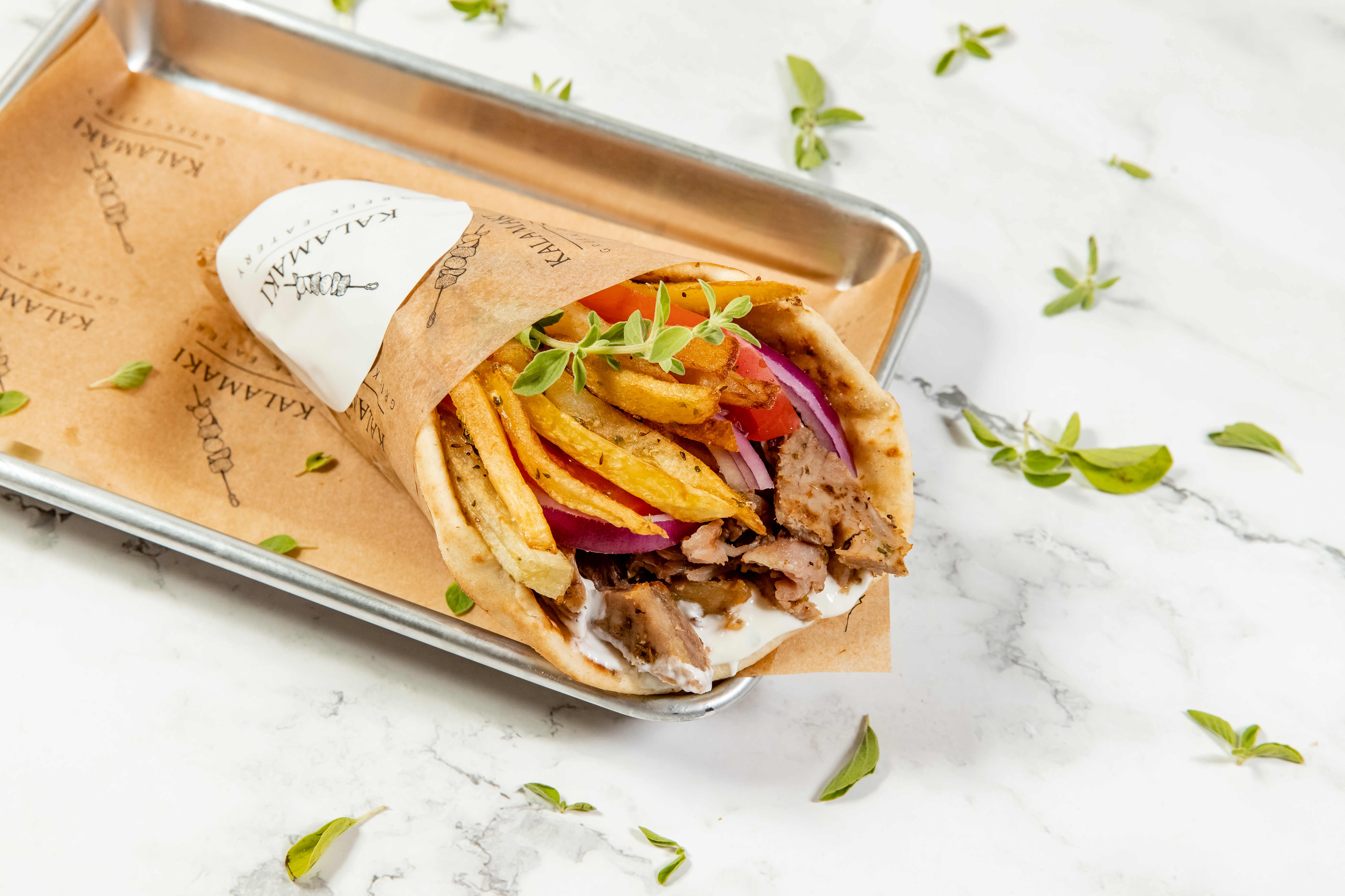 a tray with food