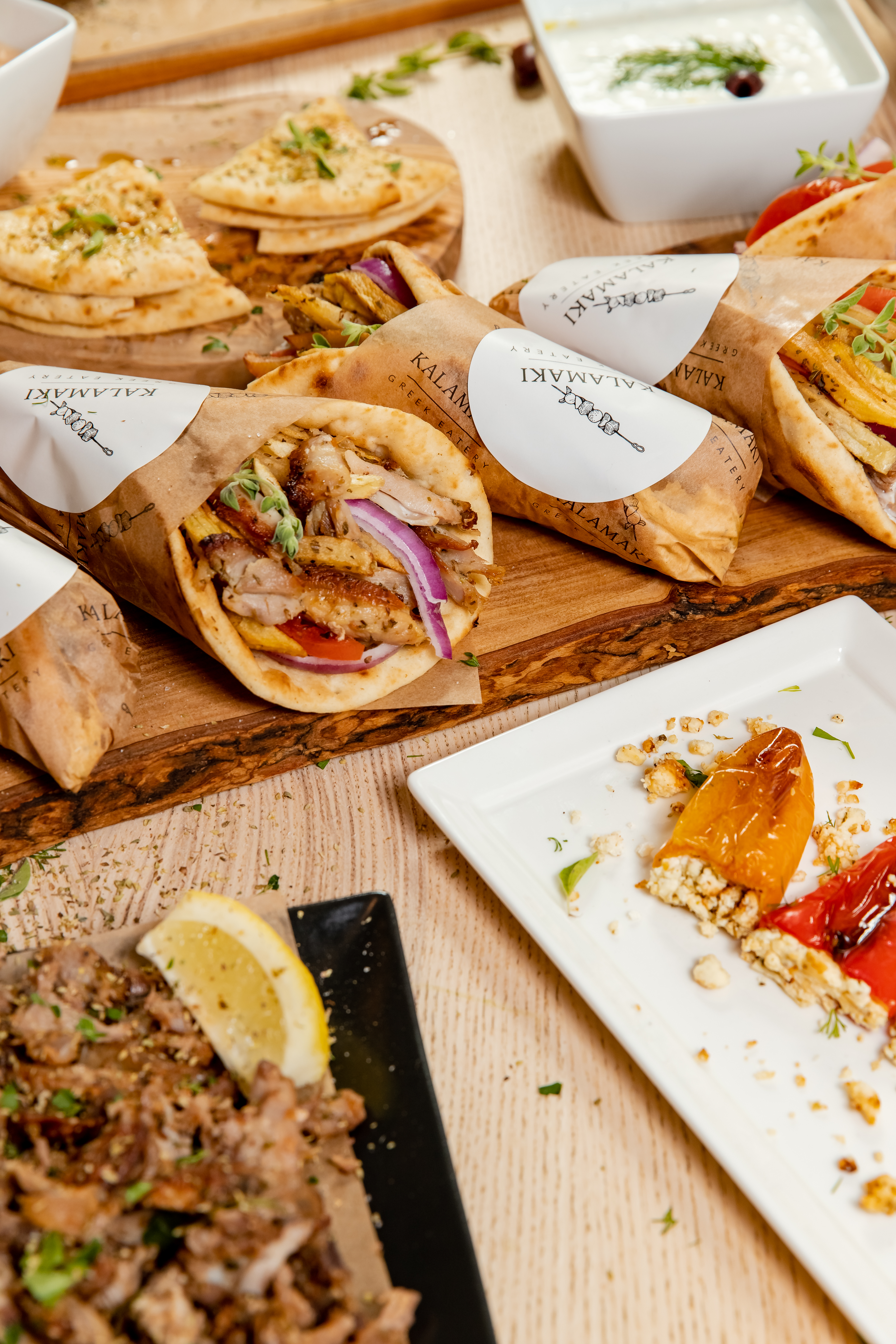 a bunch of different types of food on a table