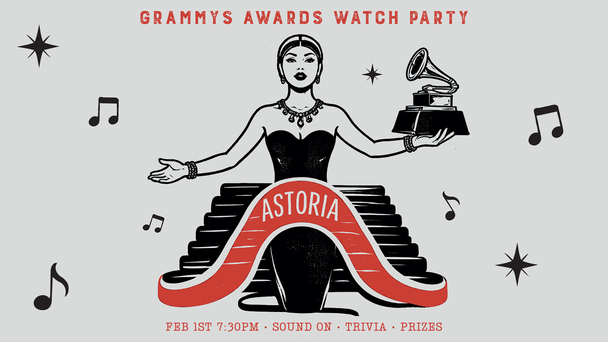 Grammys awards watch party at Rivercrest in Astoria, Queens on February 1st at 7:30pm