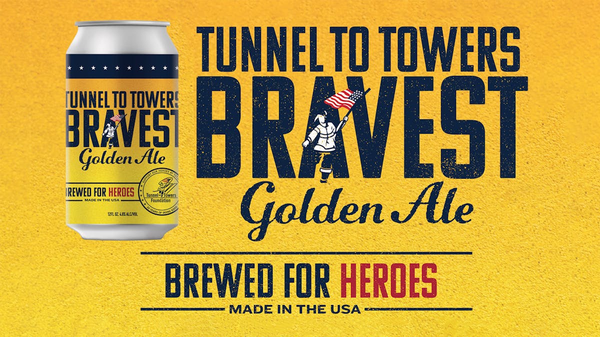 Flagship Brewery's Tunnel to Towers Bravest Golden Ale Beer. Brewed for heroes. Made in the USA.