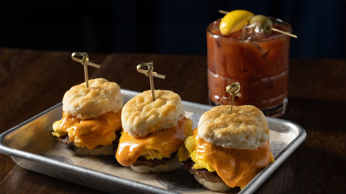 Rivercrest's Biscuit Sliders with a bloody mary for brunch