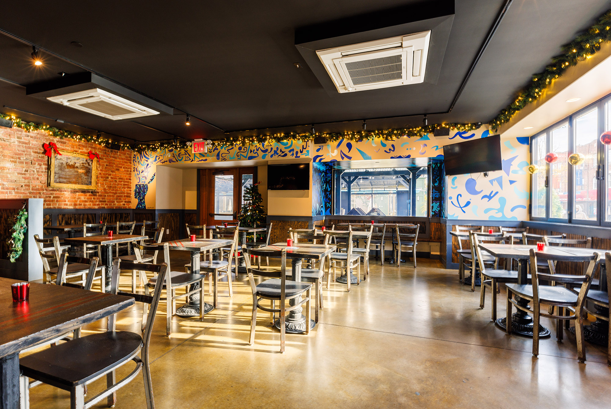 Rivercrest's private dining room is decked out in Christmas decor for the holiday season