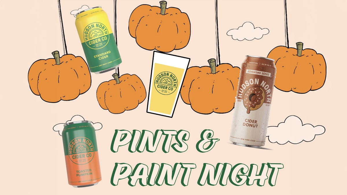 Pints and paint night at Rivercrest in Astoria with Hudson North Cider in celebration of 5 years