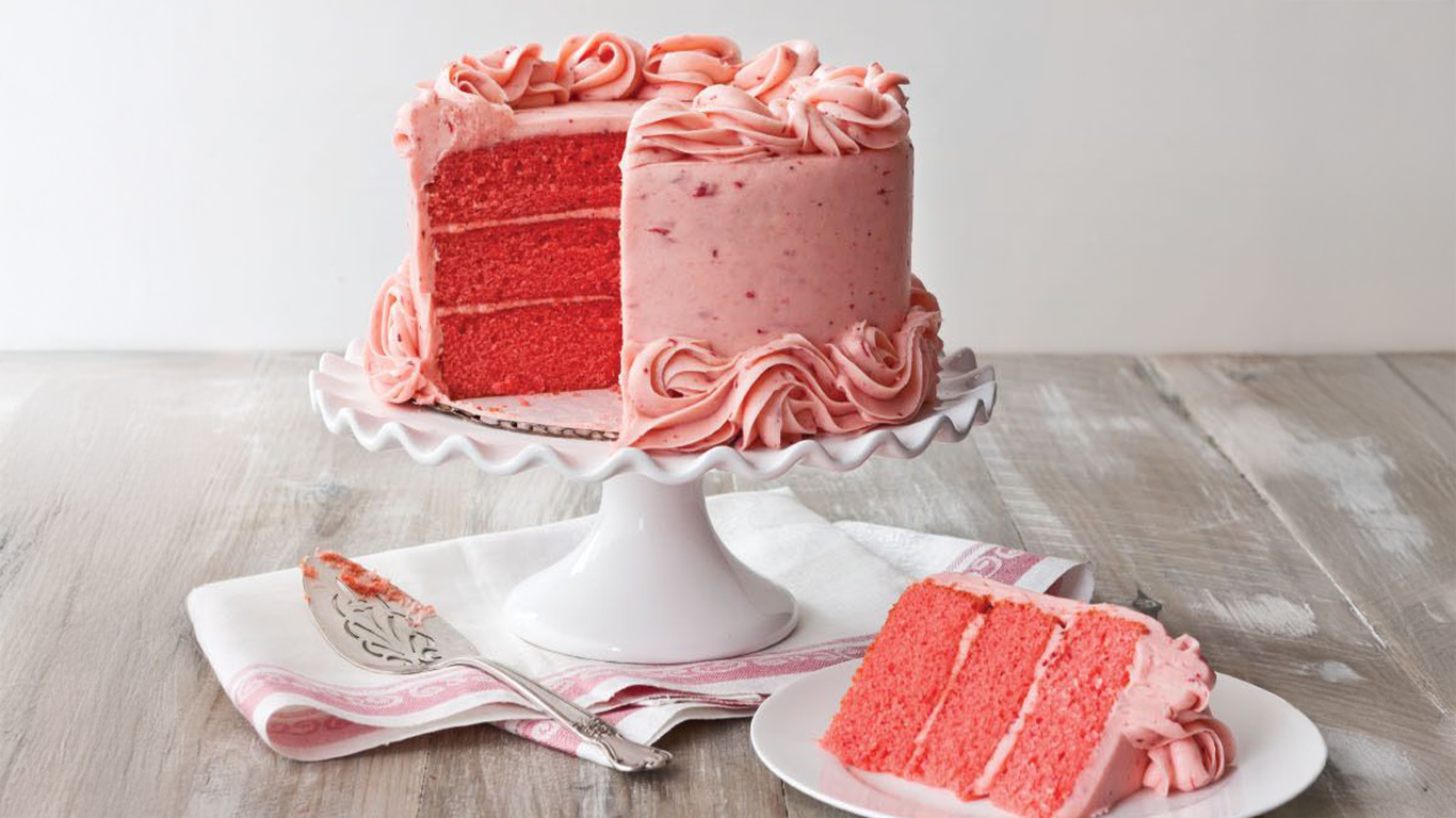Slice of Edgar's Bakery signature strawberry cake