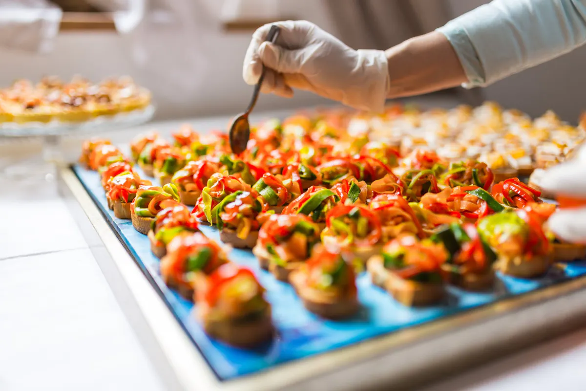 a tray of food