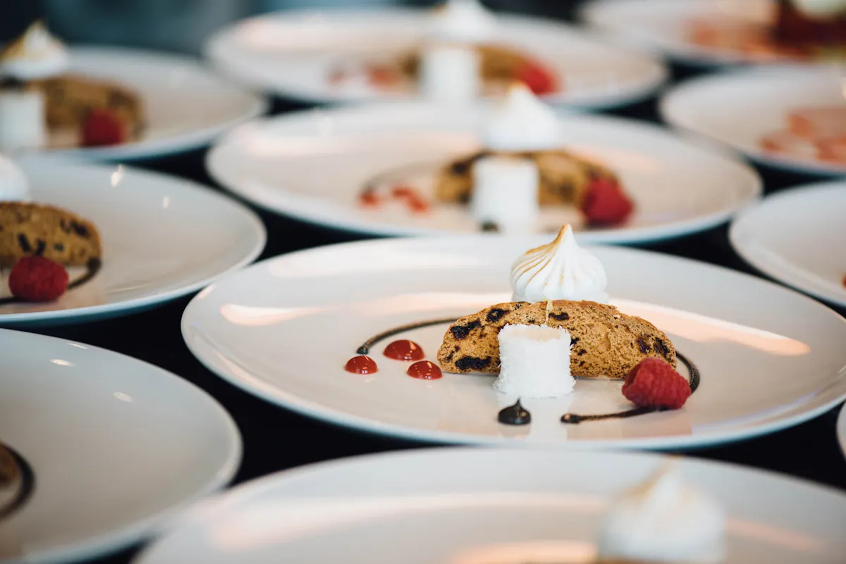 a table topped with plates of food on a plate