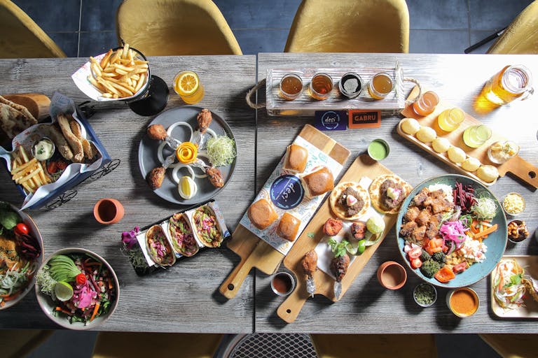 a bunch of food on a table