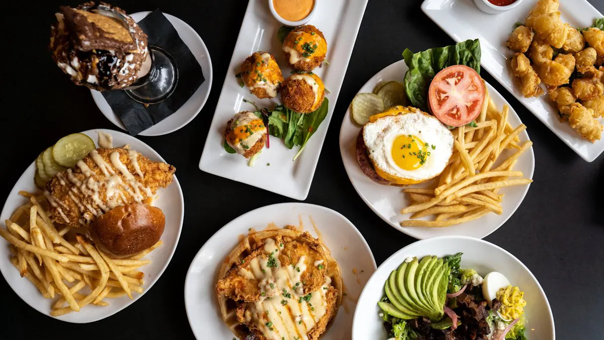 a bunch of different types of food on a plate