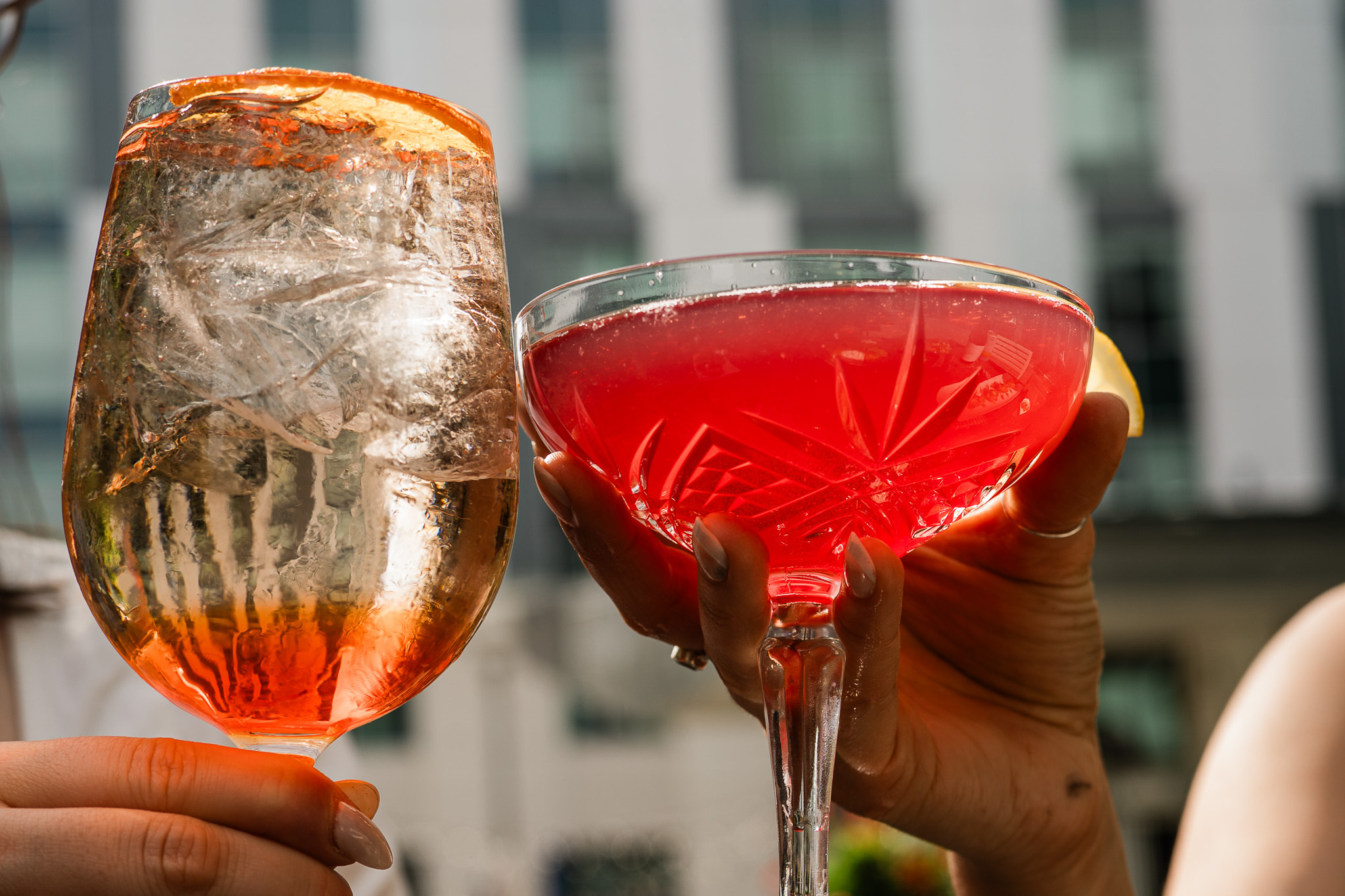 handcrafted cocktails cheersing
