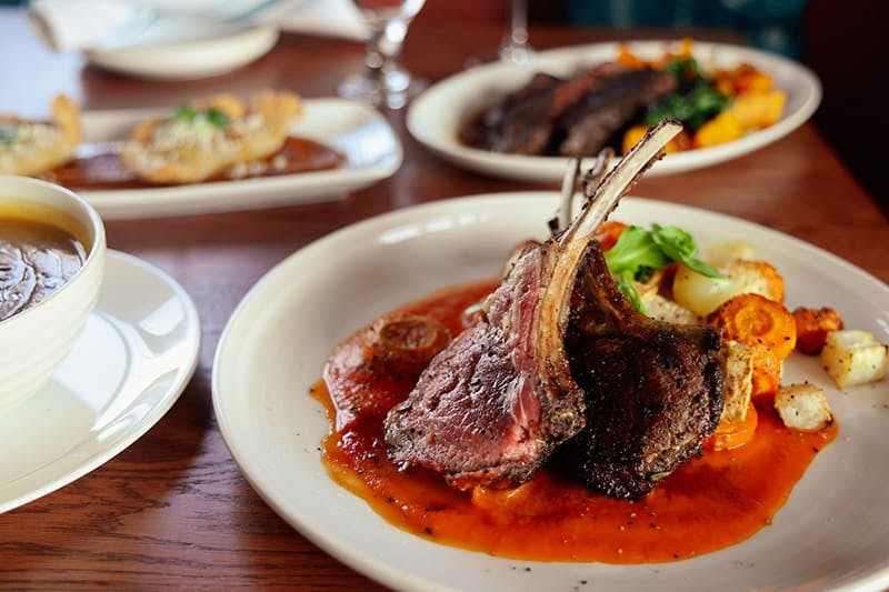 a close up of a plate of food on a table