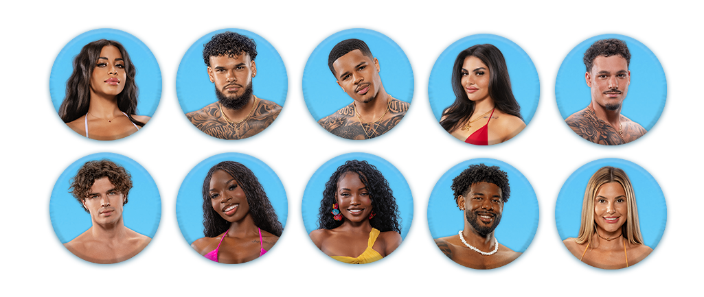 Love Island cast collage — watch the reunion with friends at Treadwell Park.