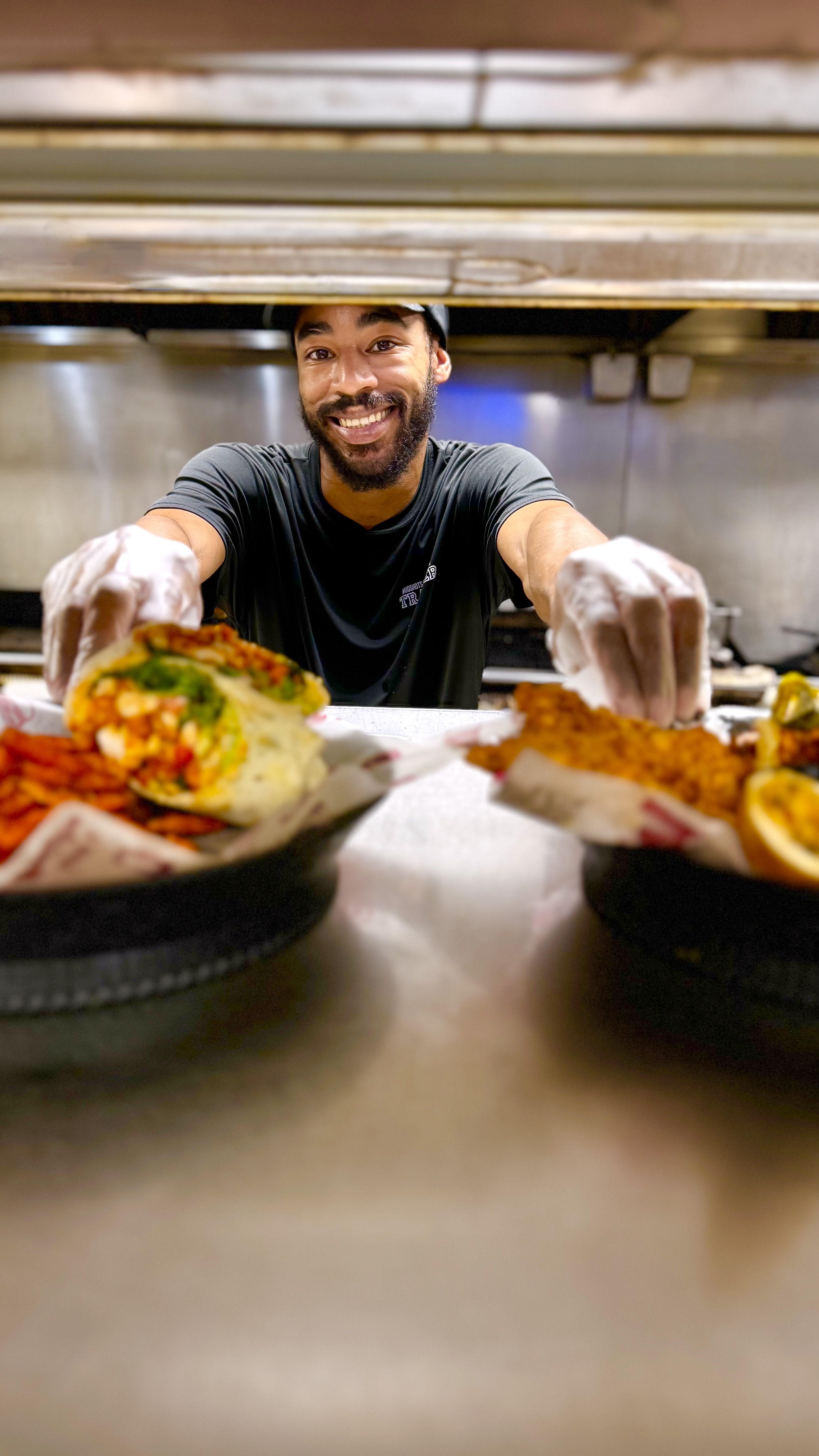 a person preparing food in a kitchen