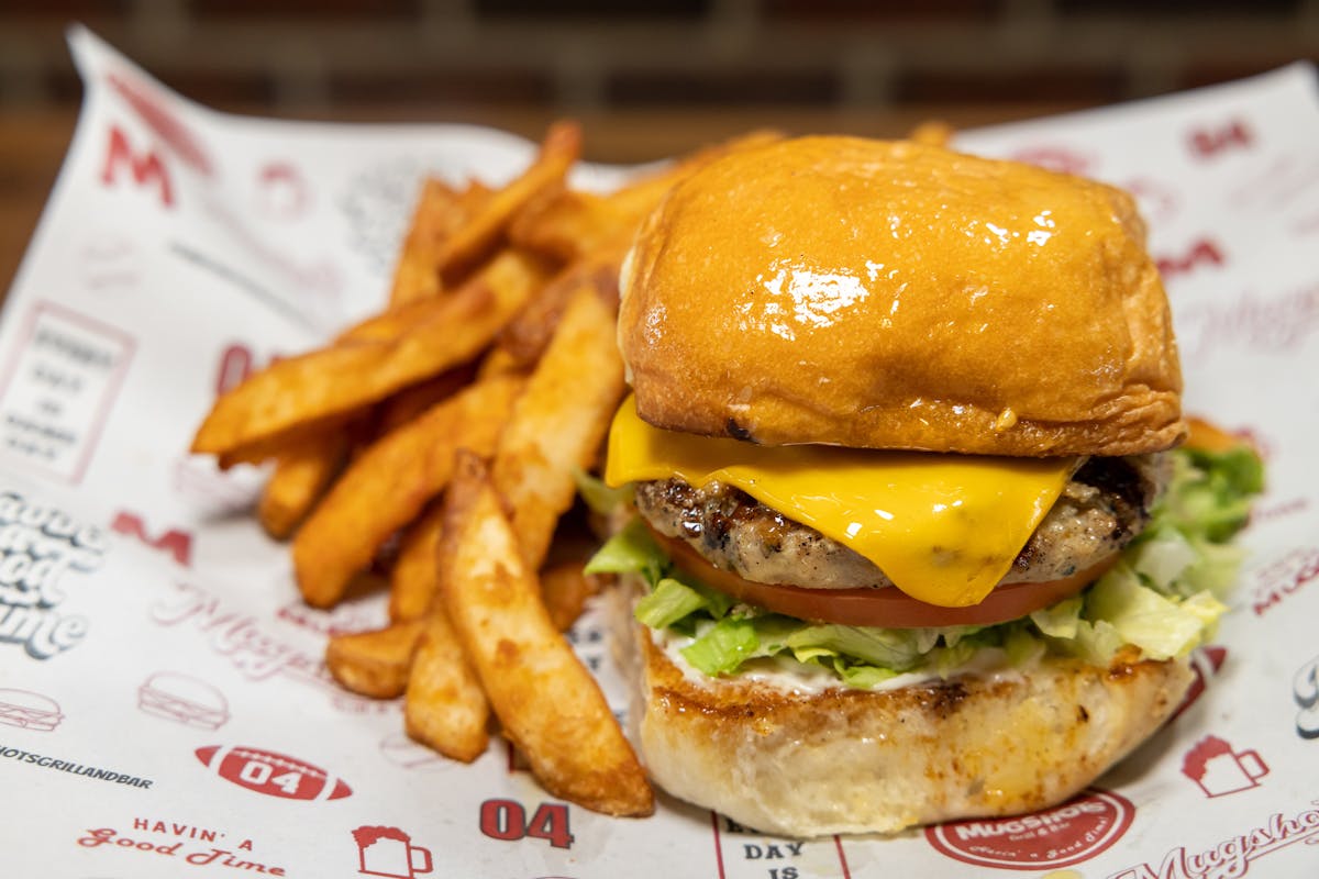 a burger and fries