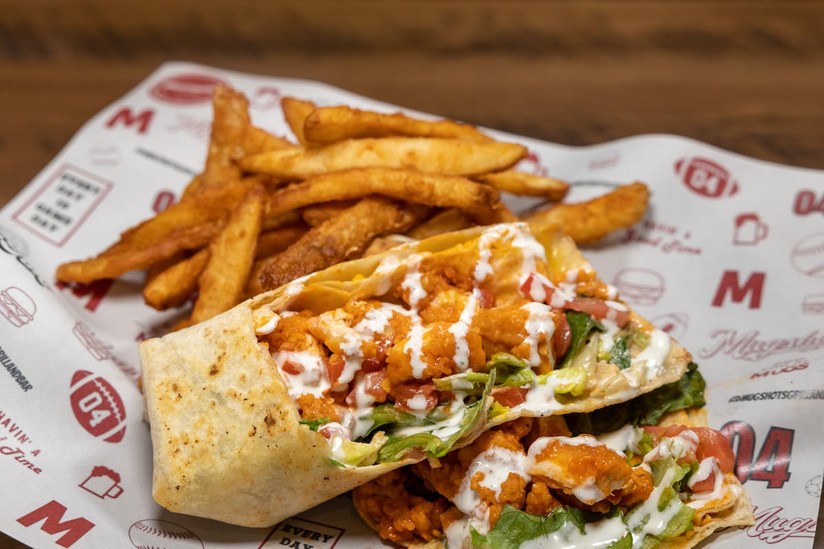 a wrap and fries