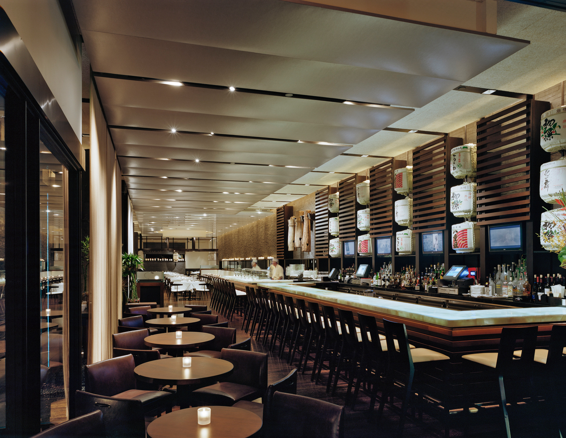 a long table in a library