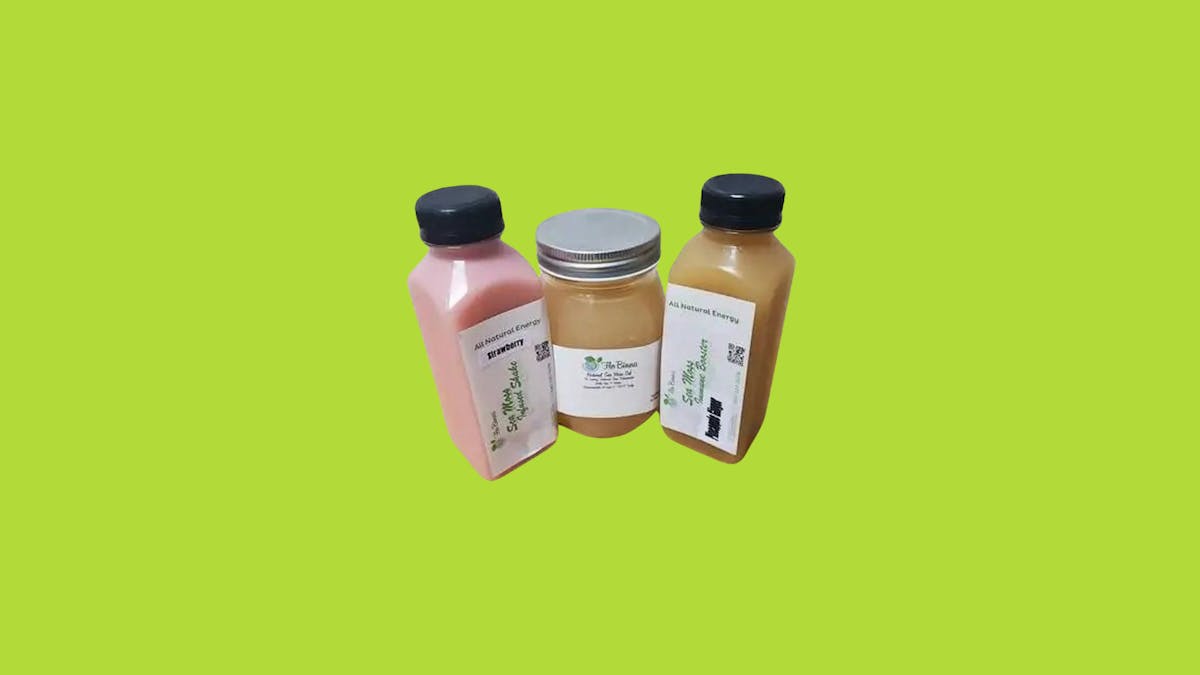 a close up of bottles