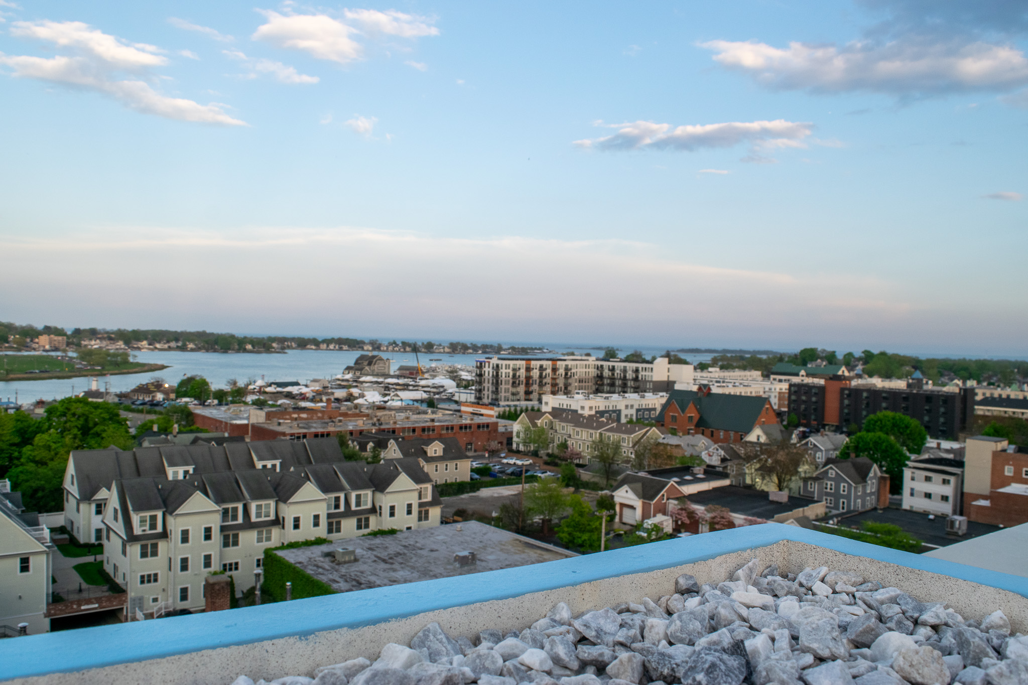 a cityscape with a body of water