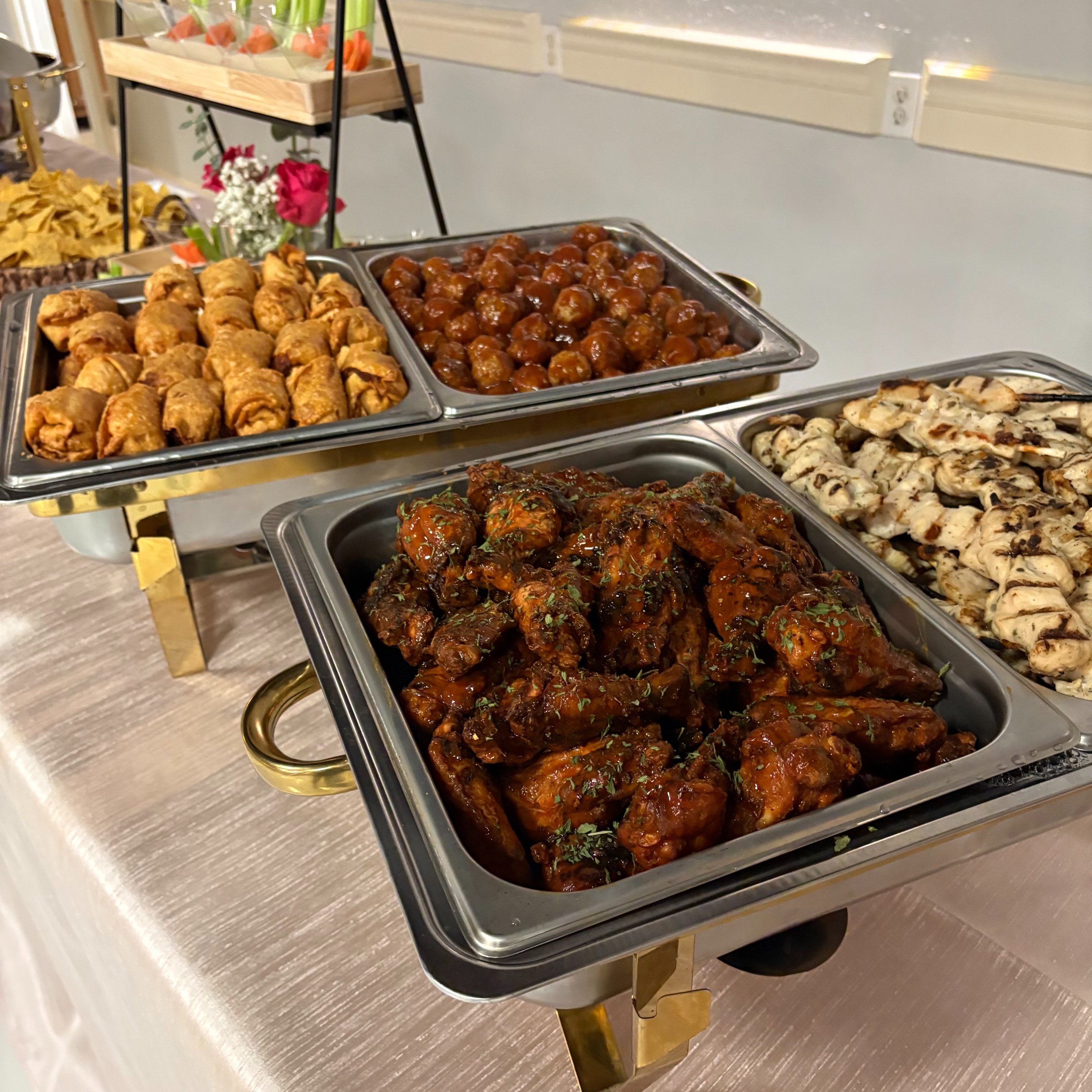 a tray full of food