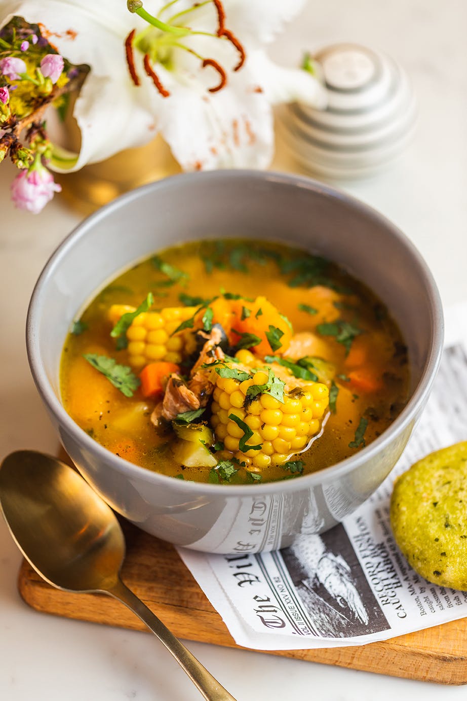 a bowl of food on a table