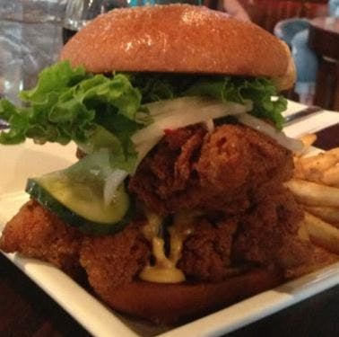 a close up of a sandwich on a plate