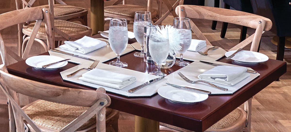 a wooden dining table