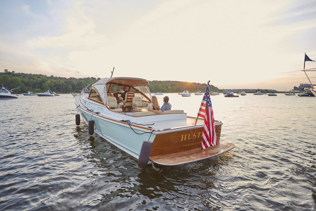 a small boat in a body of water