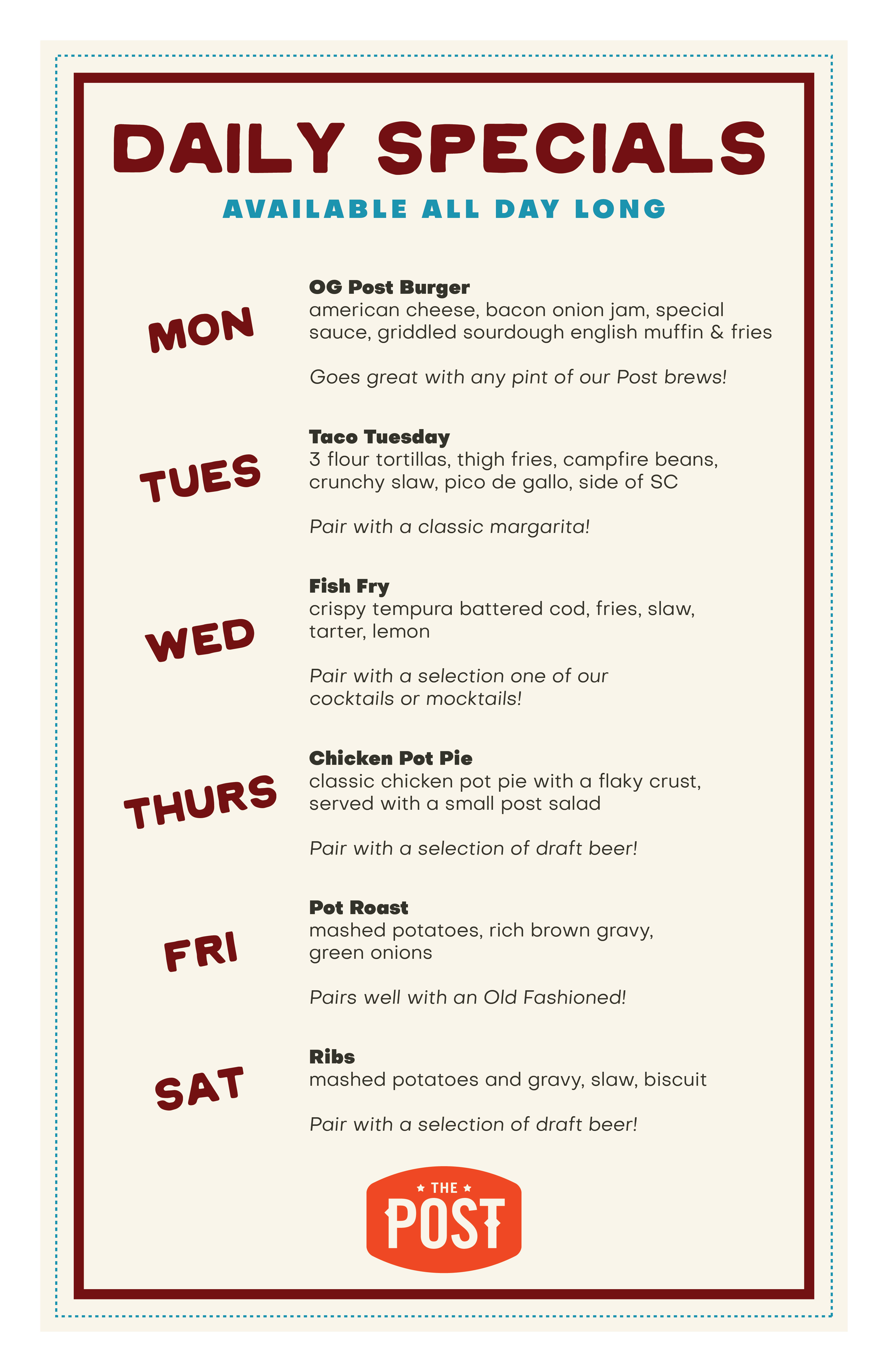 Daily Specials at The Post