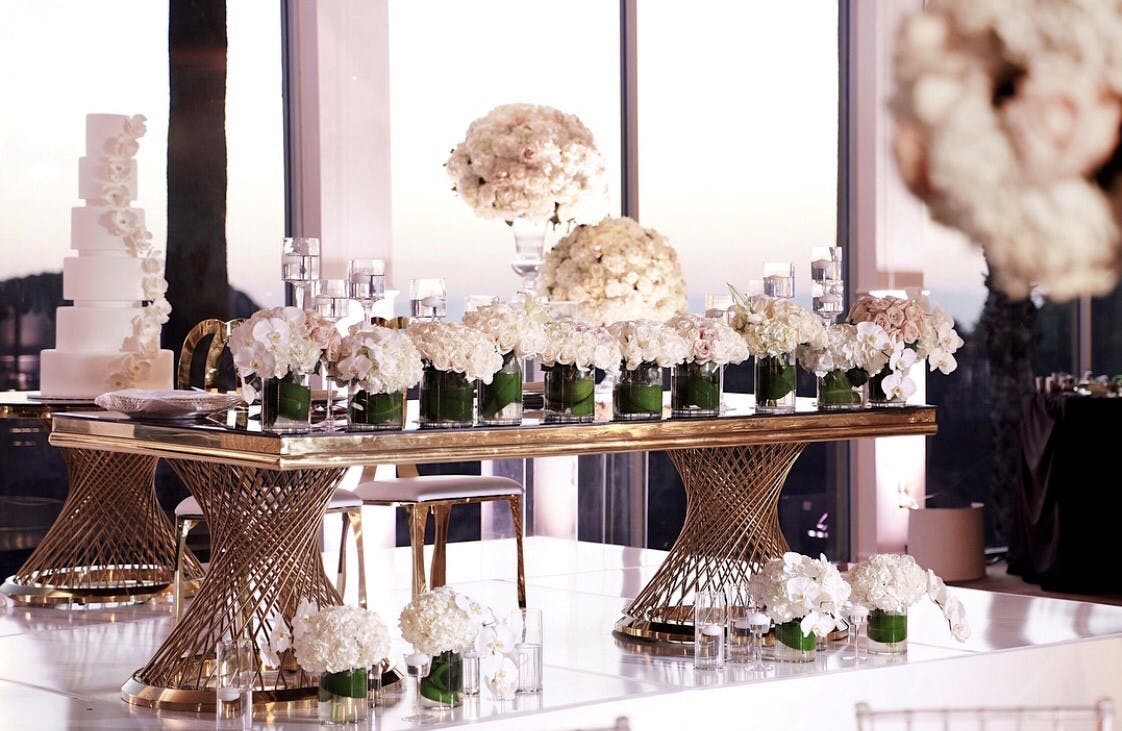 a vase of flowers on a table