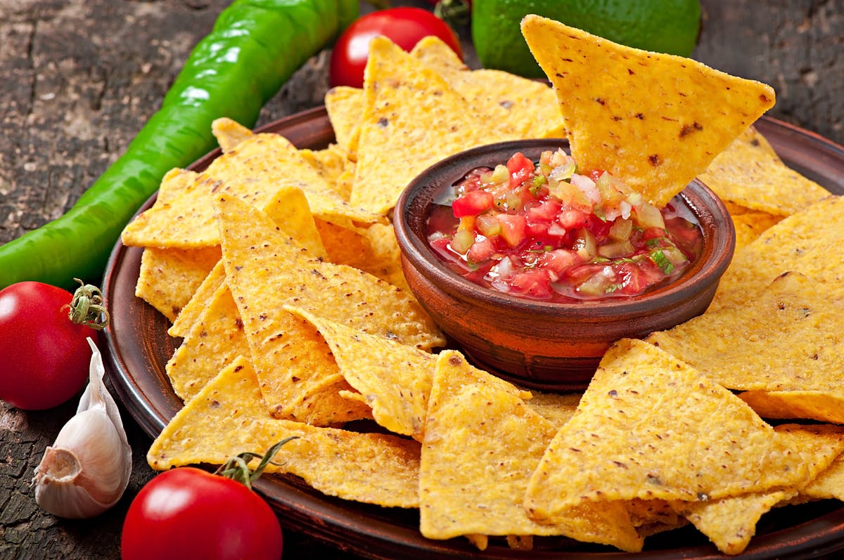 a dish is filled with food